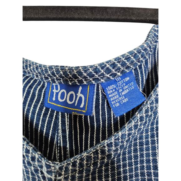 Vintage 90s Winnie the Pooh 18 Embroidered Romper Cotton Kidcore Disney Grid - Picture 4 of 4